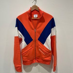 Vintage Champion Zip Up, XS, Coral - White - Blue